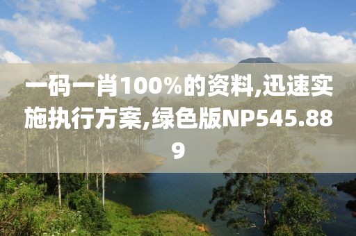 一码一肖100%的资料,迅速实施执行方案,绿色版NP545.889