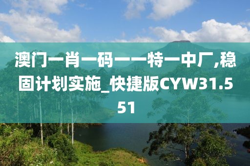澳门一肖一码一一特一中厂,稳固计划实施_快捷版CYW31.551